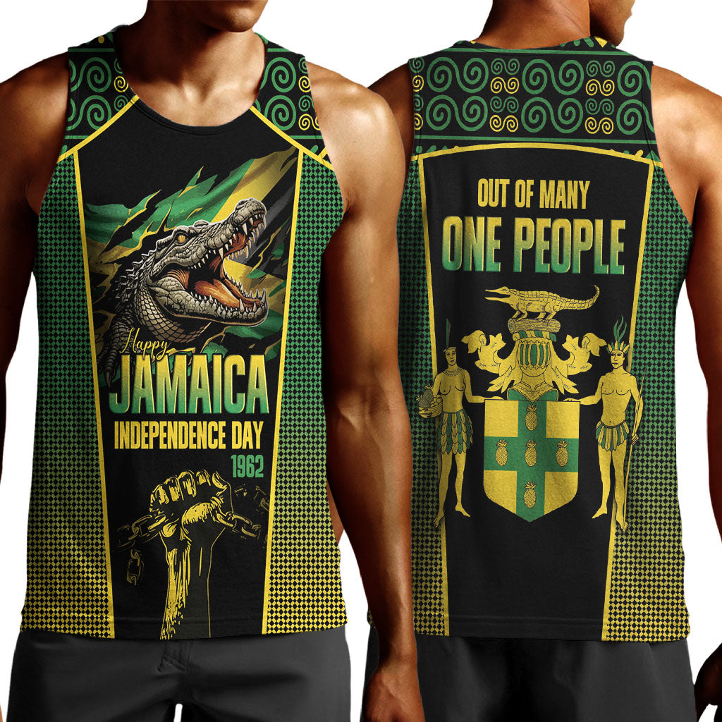 Jamaica Independence Day Men Tank Top Crocodile Broken Chain Freedom