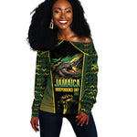 Jamaica Independence Day Off Shoulder Sweater Crocodile Broken Chain Freedom