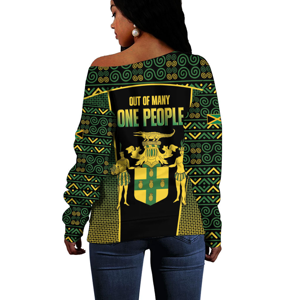 Jamaica Independence Day Off Shoulder Sweater Crocodile Broken Chain Freedom