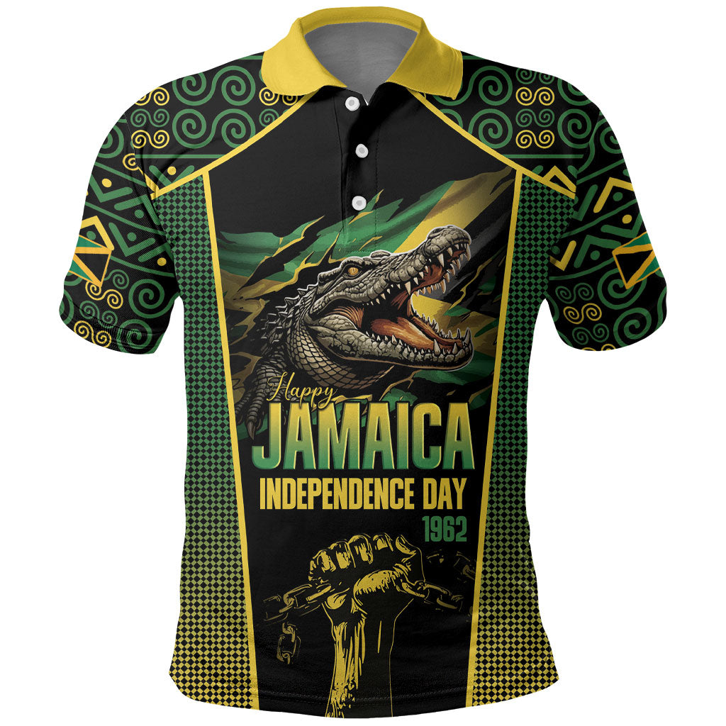 Jamaica Independence Day Polo Shirt Crocodile Broken Chain Freedom