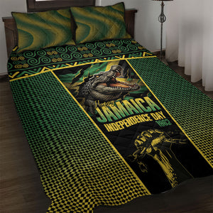 Jamaica Independence Day Quilt Bed Set Crocodile Broken Chain Freedom