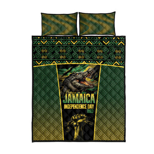 Jamaica Independence Day Quilt Bed Set Crocodile Broken Chain Freedom