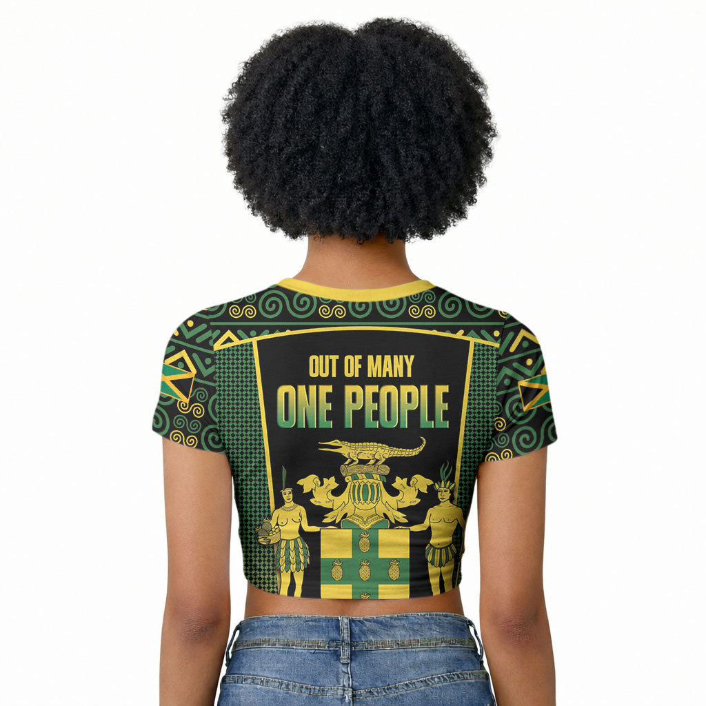 Jamaica Independence Day Raglan Cropped T shirt Crocodile Broken Chain Freedom