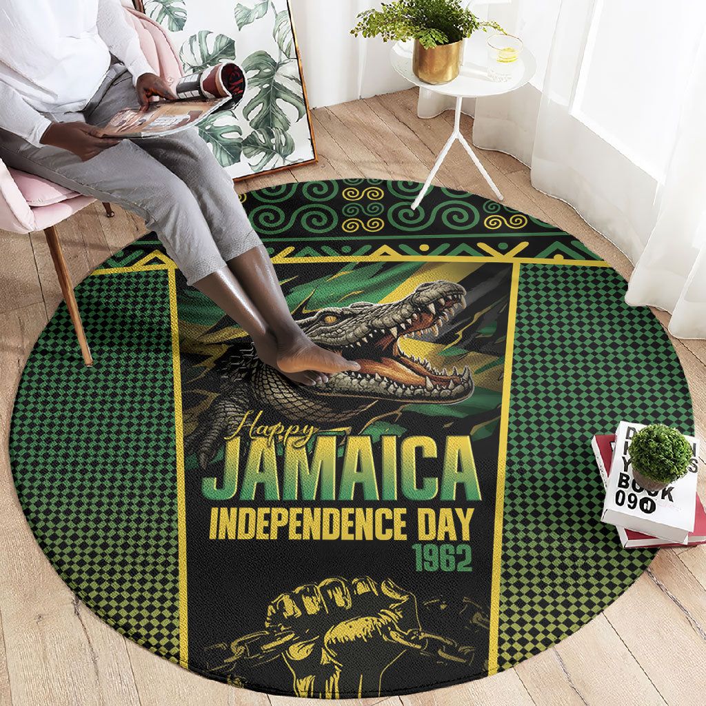 Jamaica Independence Day Round Carpet Crocodile Broken Chain Freedom
