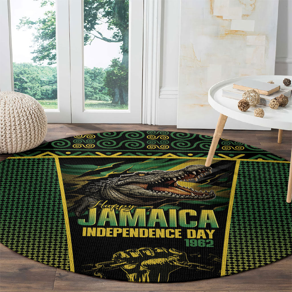 Jamaica Independence Day Round Carpet Crocodile Broken Chain Freedom