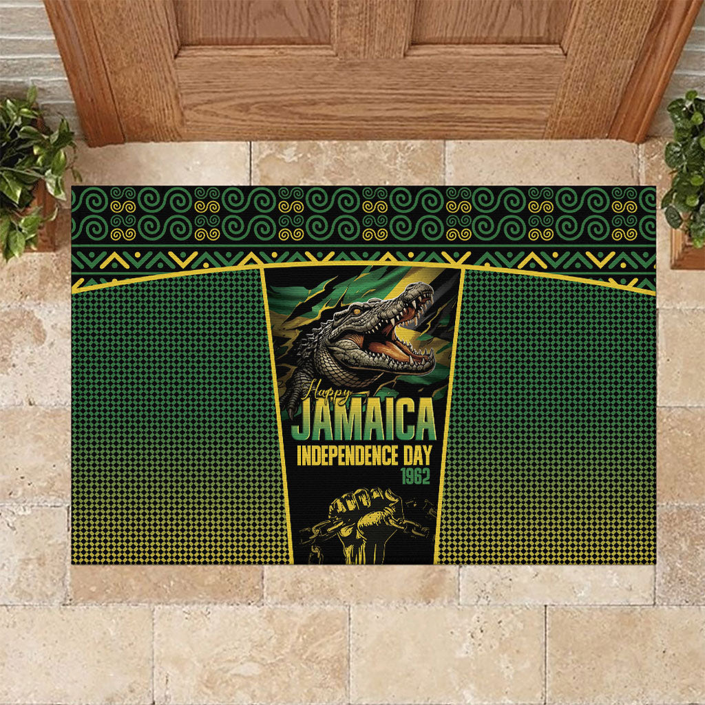 Jamaica Independence Day Rubber Doormat Crocodile Broken Chain Freedom