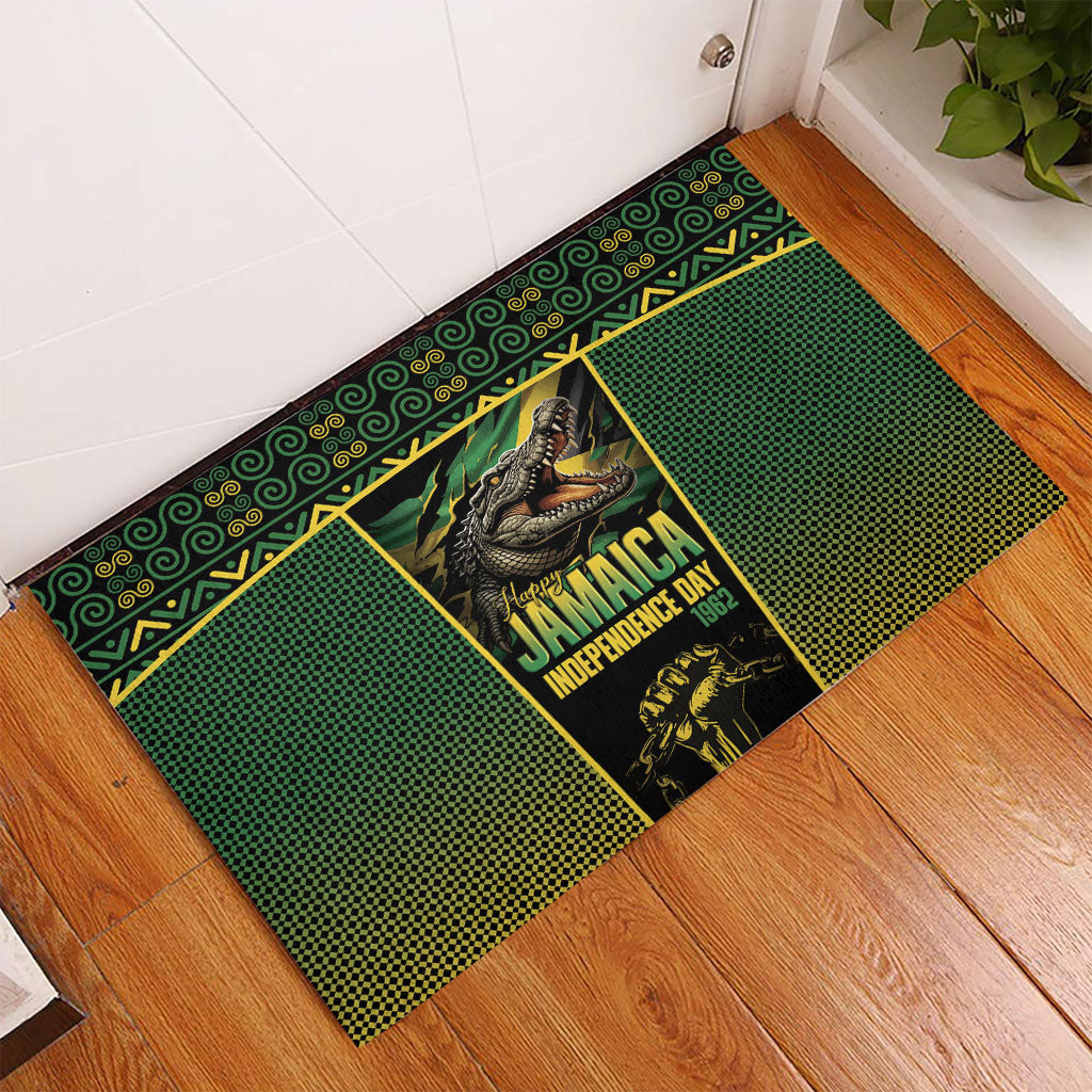 Jamaica Independence Day Rubber Doormat Crocodile Broken Chain Freedom