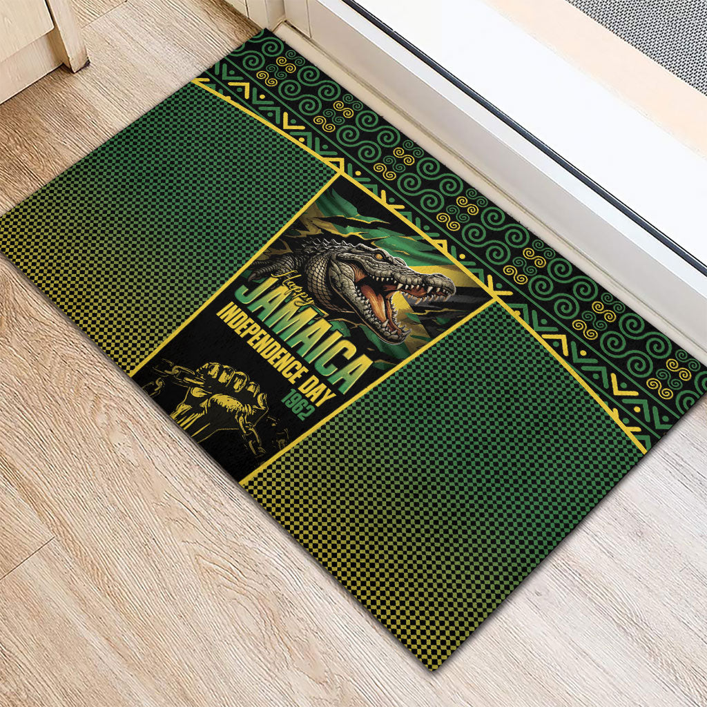 Jamaica Independence Day Rubber Doormat Crocodile Broken Chain Freedom