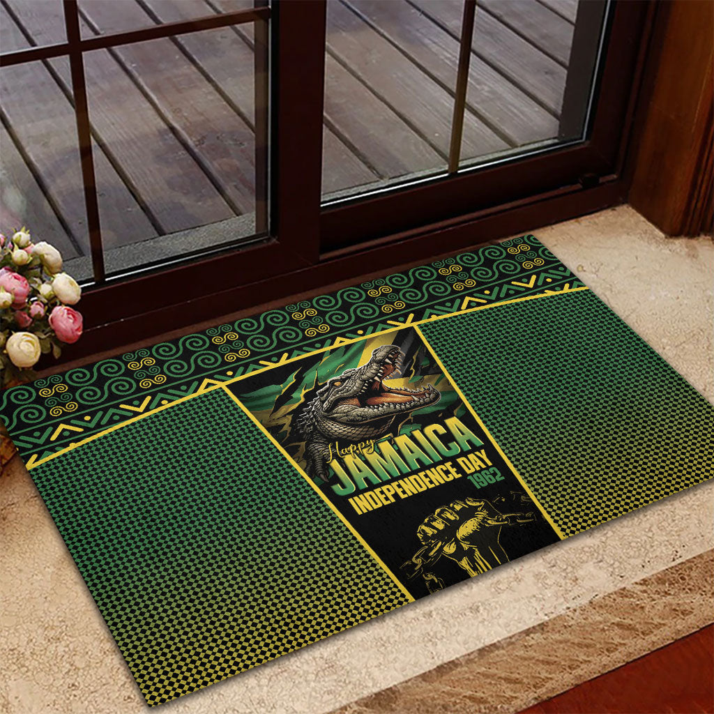 Jamaica Independence Day Rubber Doormat Crocodile Broken Chain Freedom