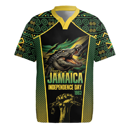Jamaica Independence Day Rugby Jersey Crocodile Broken Chain Freedom
