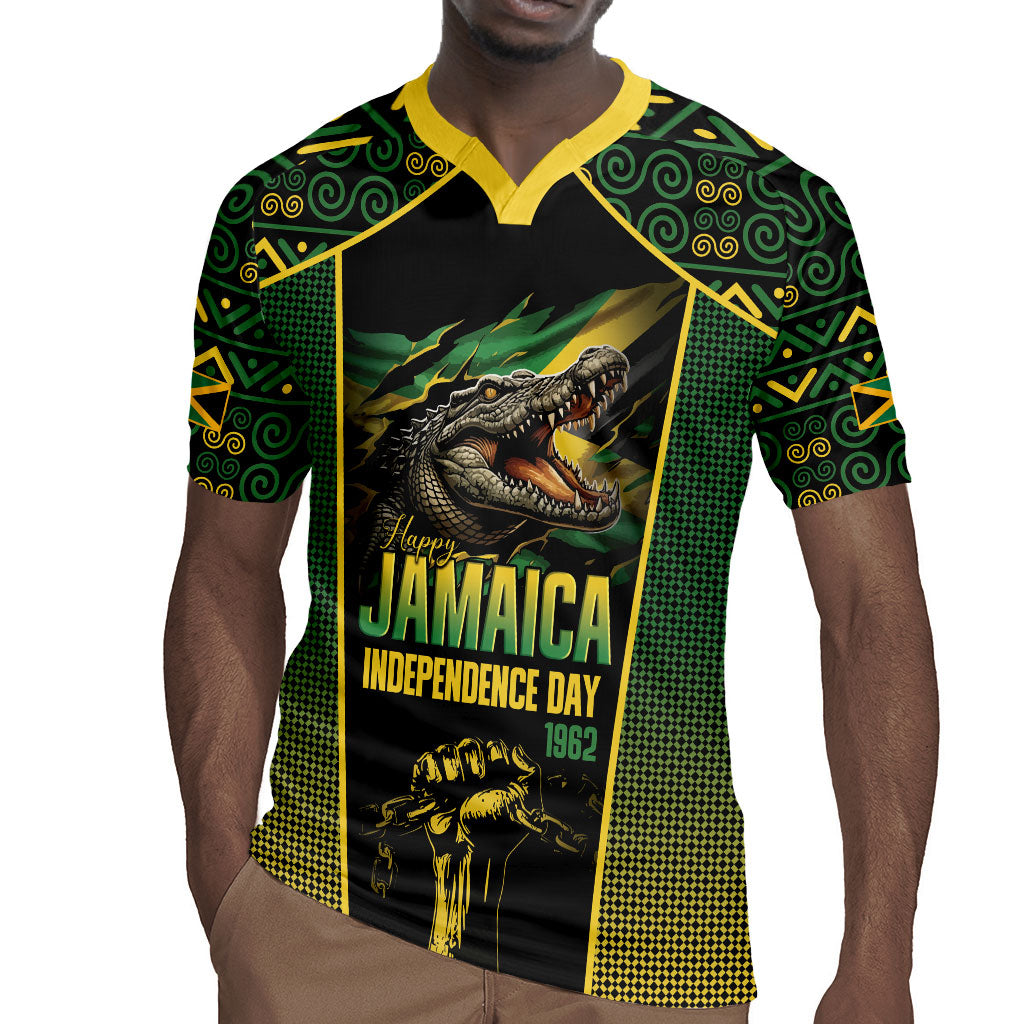 Jamaica Independence Day Rugby Jersey Crocodile Broken Chain Freedom
