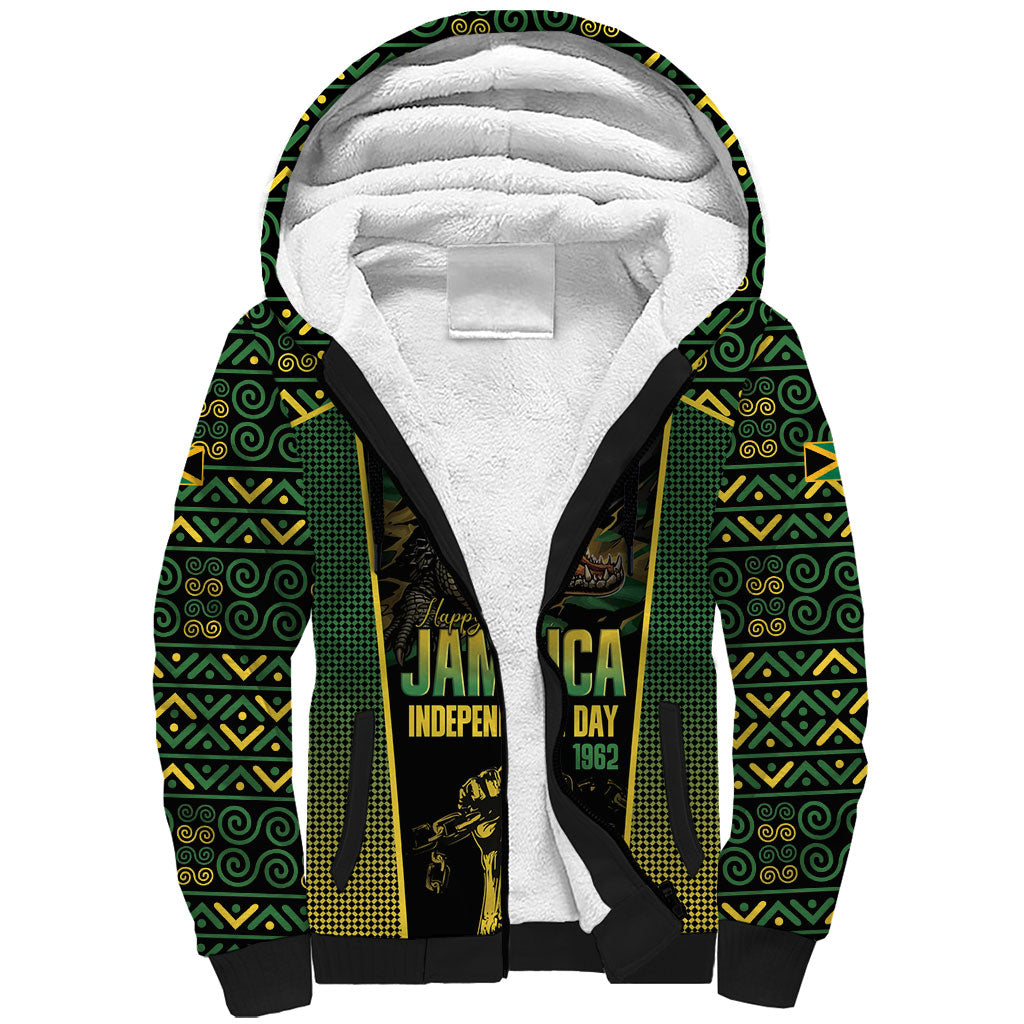 Jamaica Independence Day Sherpa Hoodie Crocodile Broken Chain Freedom