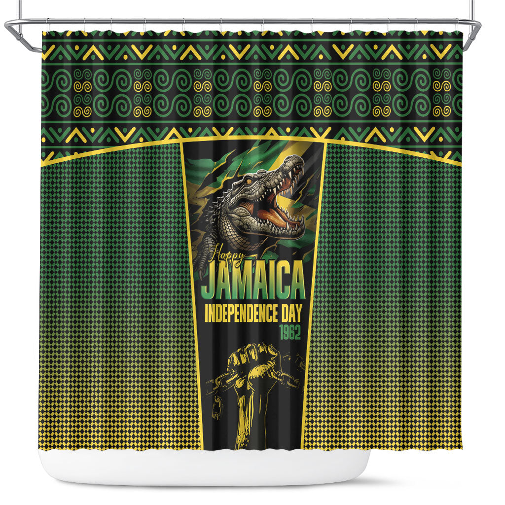 Jamaica Independence Day Shower Curtain Crocodile Broken Chain Freedom