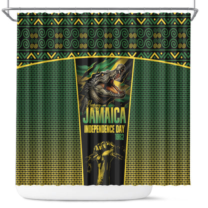 Jamaica Independence Day Shower Curtain Crocodile Broken Chain Freedom
