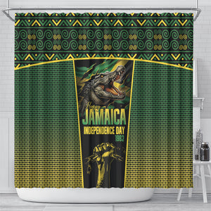 Jamaica Independence Day Shower Curtain Crocodile Broken Chain Freedom
