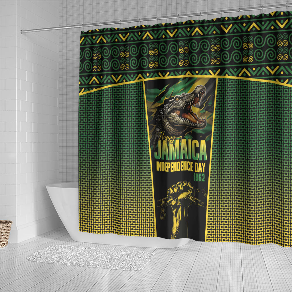 Jamaica Independence Day Shower Curtain Crocodile Broken Chain Freedom