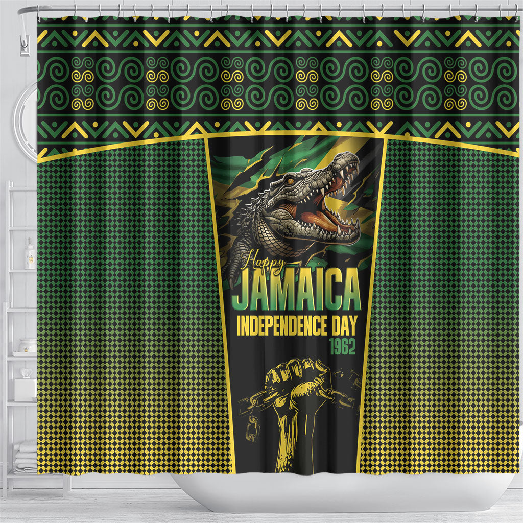 Jamaica Independence Day Shower Curtain Crocodile Broken Chain Freedom