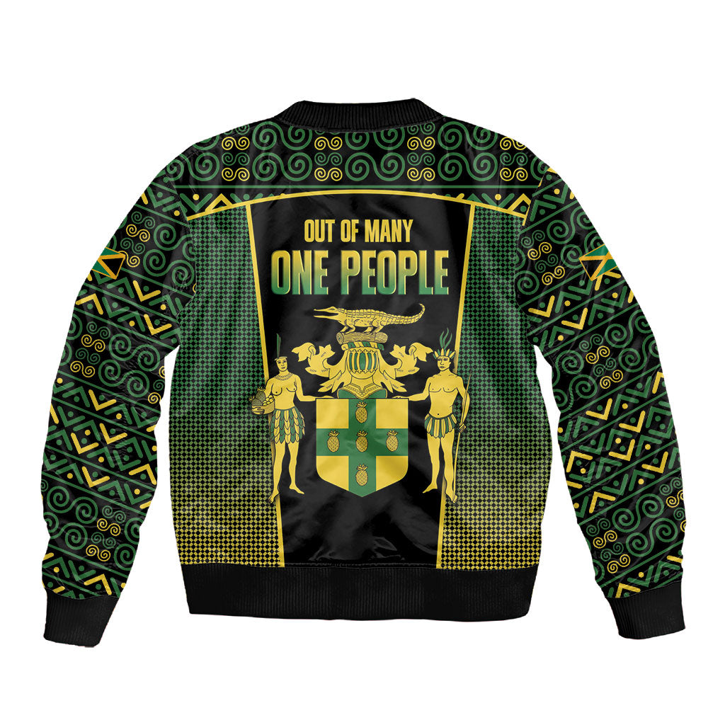 Jamaica Independence Day Sleeve Zip Bomber Jacket Crocodile Broken Chain Freedom