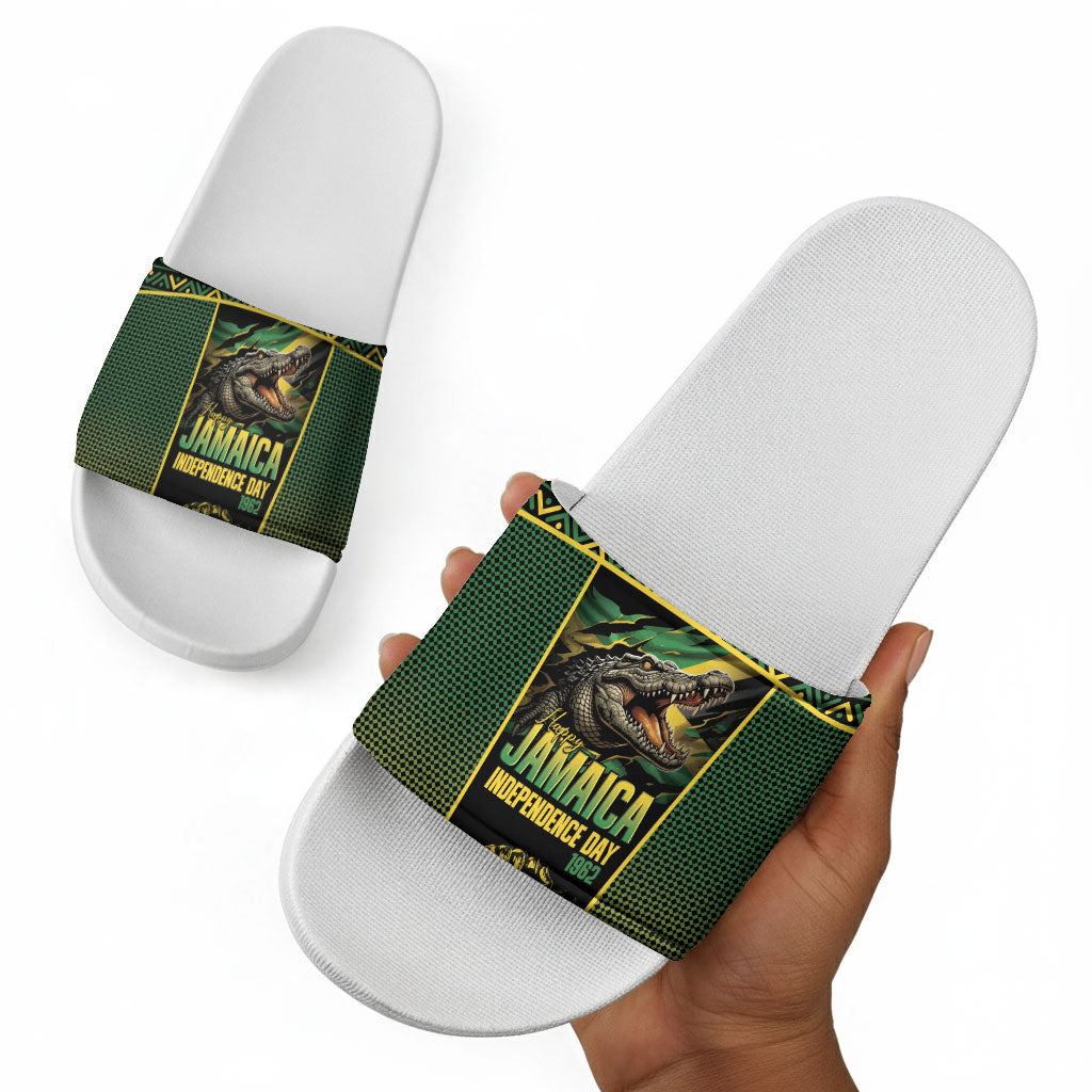 Jamaica Independence Day Slide Sandals Crocodile Broken Chain Freedom