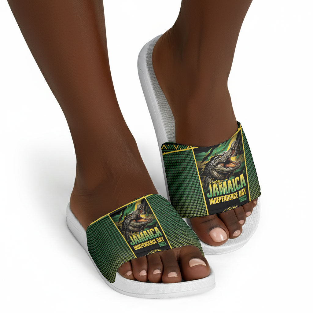 Jamaica Independence Day Slide Sandals Crocodile Broken Chain Freedom
