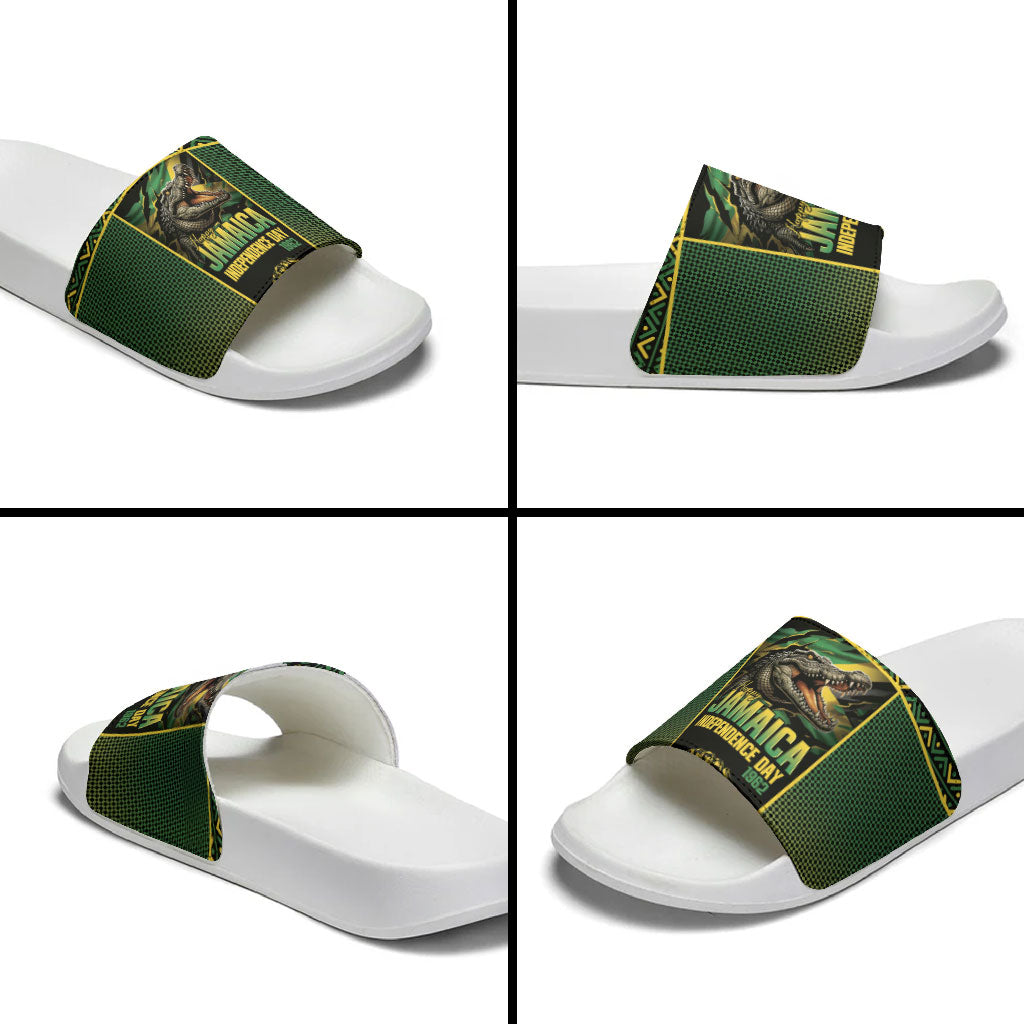 Jamaica Independence Day Slide Sandals Crocodile Broken Chain Freedom