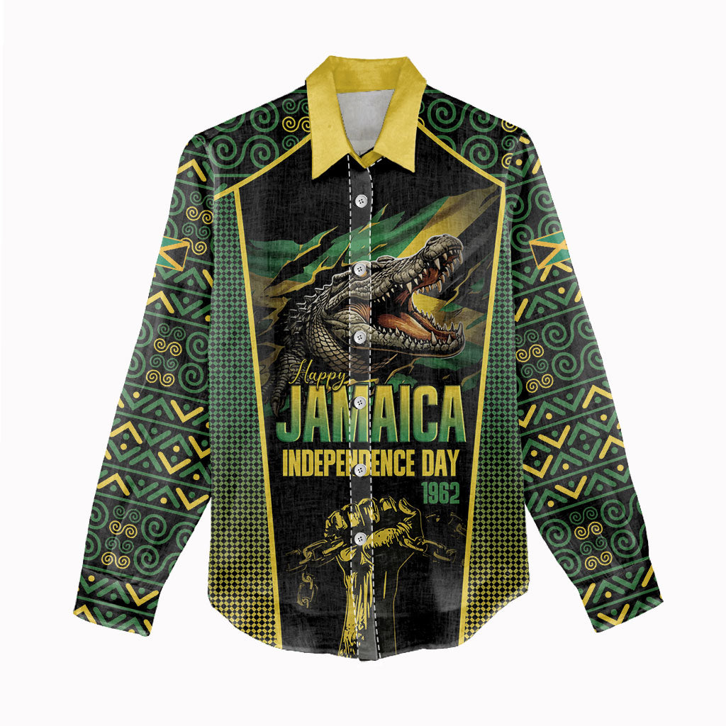 Jamaica Independence Day Women Casual Shirt Crocodile Broken Chain Freedom