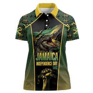 Jamaica Independence Day Women Polo Shirt Crocodile Broken Chain Freedom