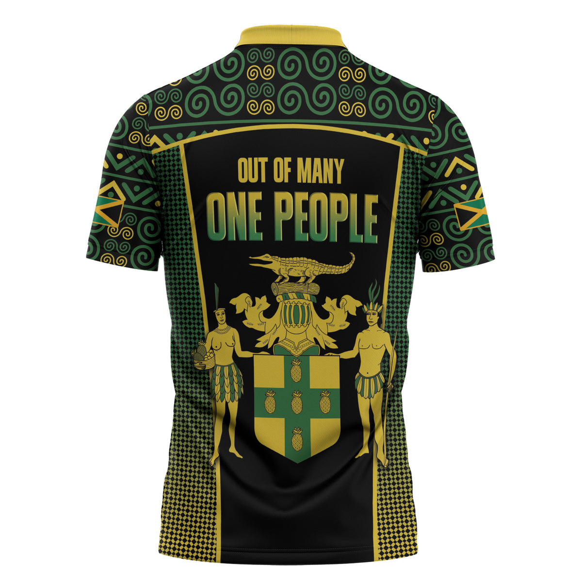 Jamaica Independence Day Zipper Polo Shirt Crocodile Broken Chain Freedom