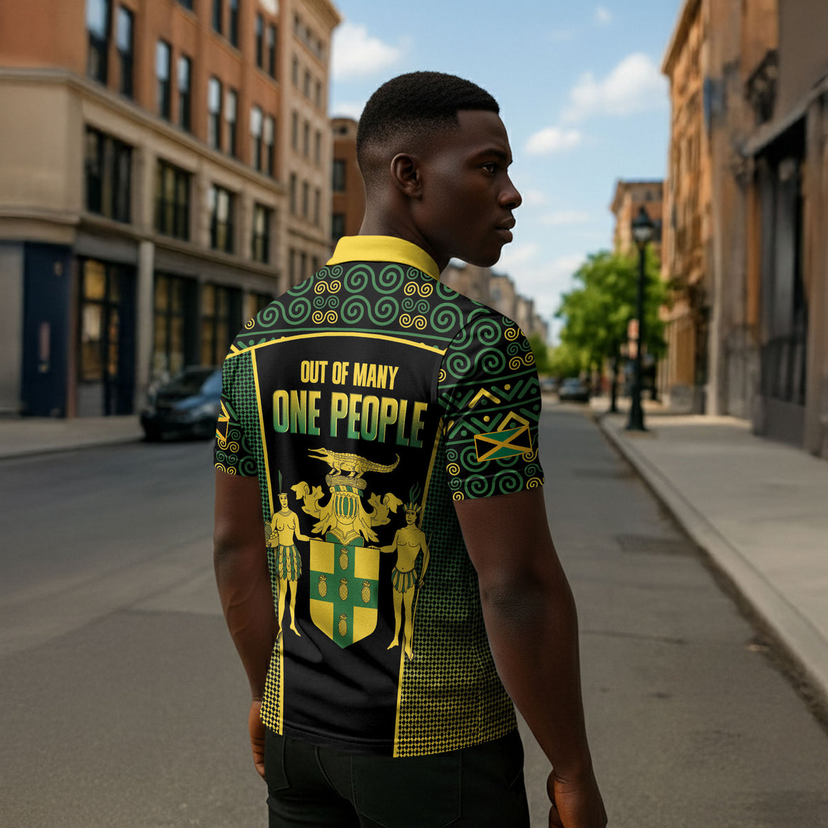 Jamaica Independence Day Zipper Polo Shirt Crocodile Broken Chain Freedom