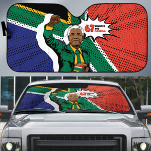 Nelson Mandela Birthday Auto Sun Shade 67 Minutes South Africa Flag Comic