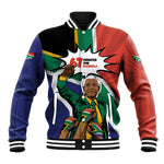 Nelson Mandela Birthday Baseball Jacket 67 Minutes South Africa Flag Comic