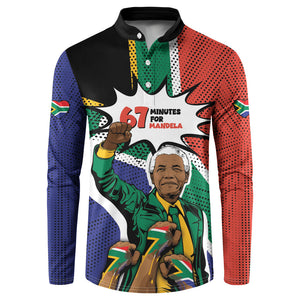 Nelson Mandela Birthday Button Sweatshirt 67 Minutes South Africa Flag Comic