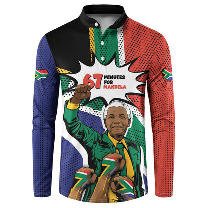 Nelson Mandela Birthday Button Sweatshirt 67 Minutes South Africa Flag Comic