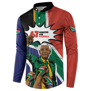 Nelson Mandela Birthday Button Sweatshirt 67 Minutes South Africa Flag Comic
