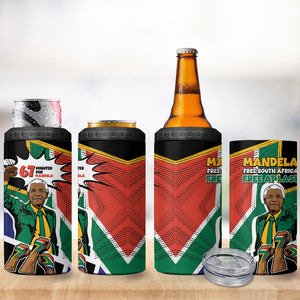 Nelson Mandela Birthday 4 in 1 Can Cooler Tumbler 67 Minutes South Africa Flag Comic