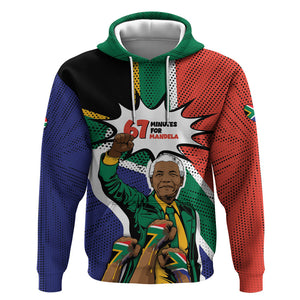 Nelson Mandela Birthday Hoodie 67 Minutes South Africa Flag Comic