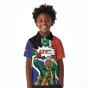 Nelson Mandela Birthday Kid Polo Shirt 67 Minutes South Africa Flag Comic