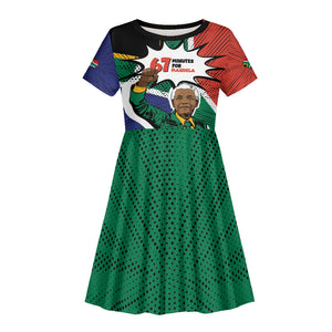 Nelson Mandela Birthday Kid Short Sleeve Dress 67 Minutes South Africa Flag Comic