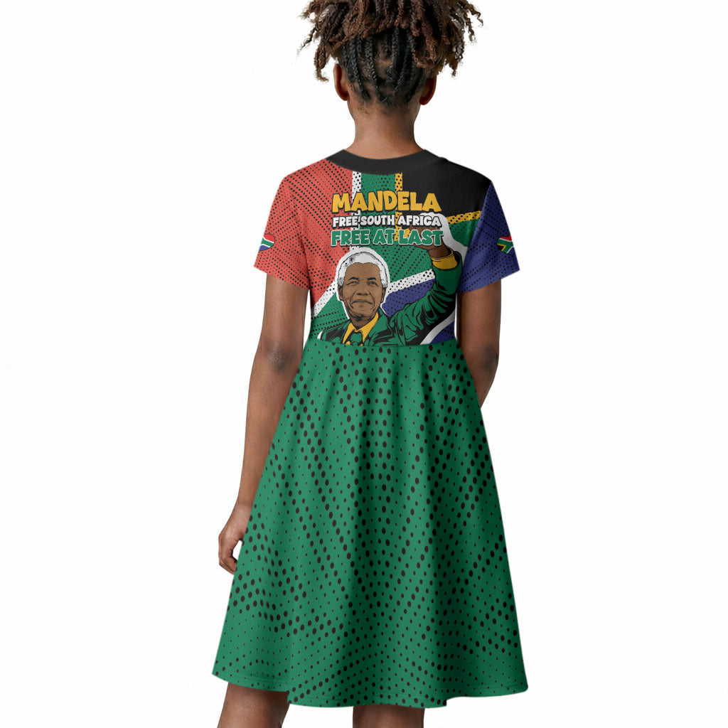 Nelson Mandela Birthday Kid Short Sleeve Dress 67 Minutes South Africa Flag Comic
