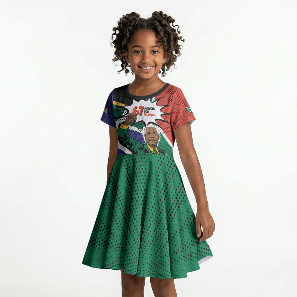 Nelson Mandela Birthday Kid Short Sleeve Dress 67 Minutes South Africa Flag Comic