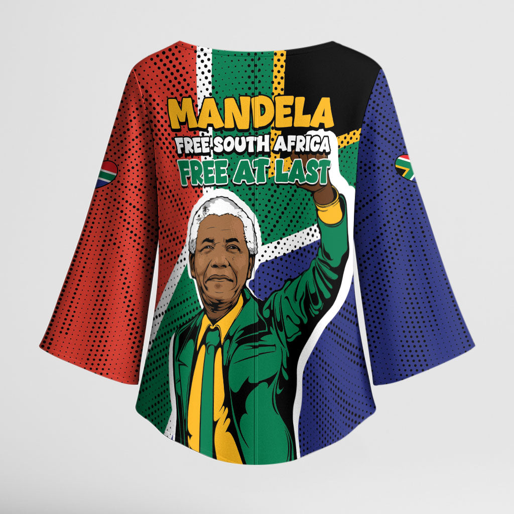 Nelson Mandela Birthday Kimono Sleeve Blouse 67 Minutes South Africa Flag Comic