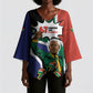 Nelson Mandela Birthday Kimono Sleeve Blouse 67 Minutes South Africa Flag Comic