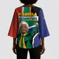 Nelson Mandela Birthday Kimono Sleeve Blouse 67 Minutes South Africa Flag Comic