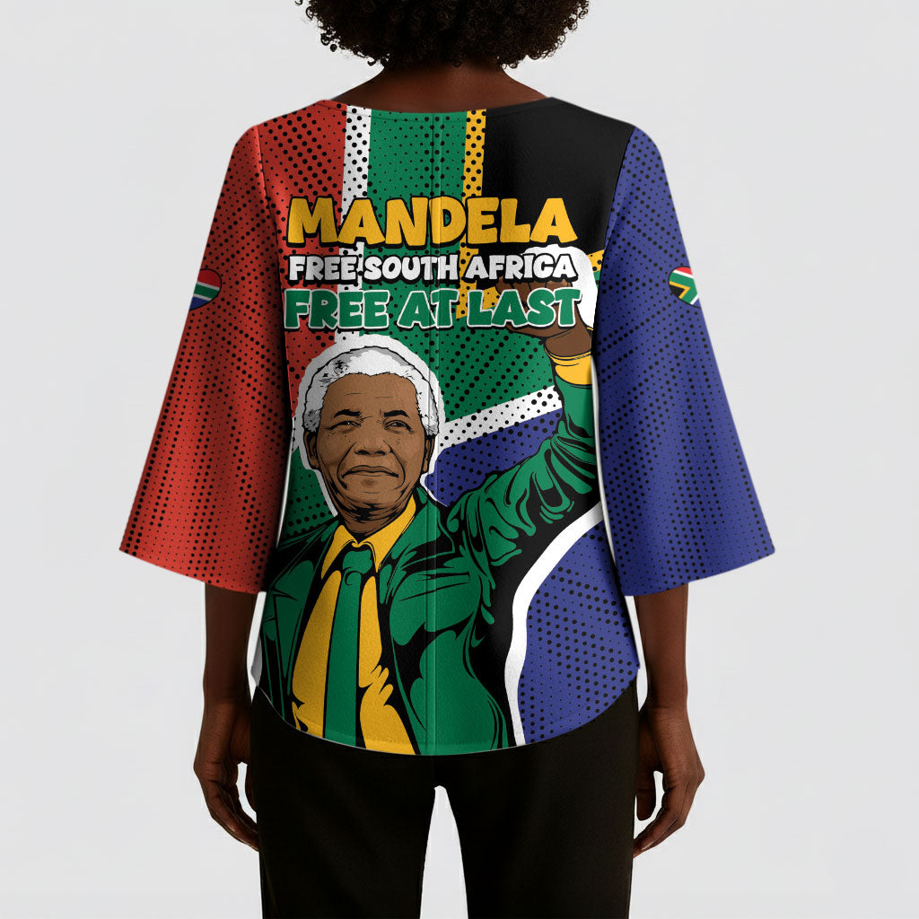 Nelson Mandela Birthday Kimono Sleeve Blouse 67 Minutes South Africa Flag Comic