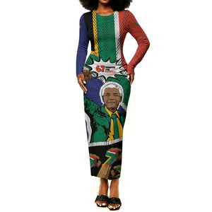 Nelson Mandela Birthday Long Sleeve Bodycon Dress 67 Minutes South Africa Flag Comic