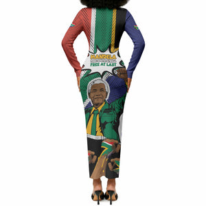 Nelson Mandela Birthday Long Sleeve Bodycon Dress 67 Minutes South Africa Flag Comic