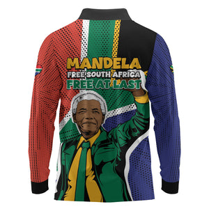 Nelson Mandela Birthday Long Sleeve Polo Shirt 67 Minutes South Africa Flag Comic