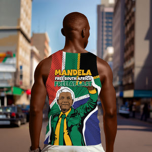 Nelson Mandela Birthday Men Tank Top 67 Minutes South Africa Flag Comic