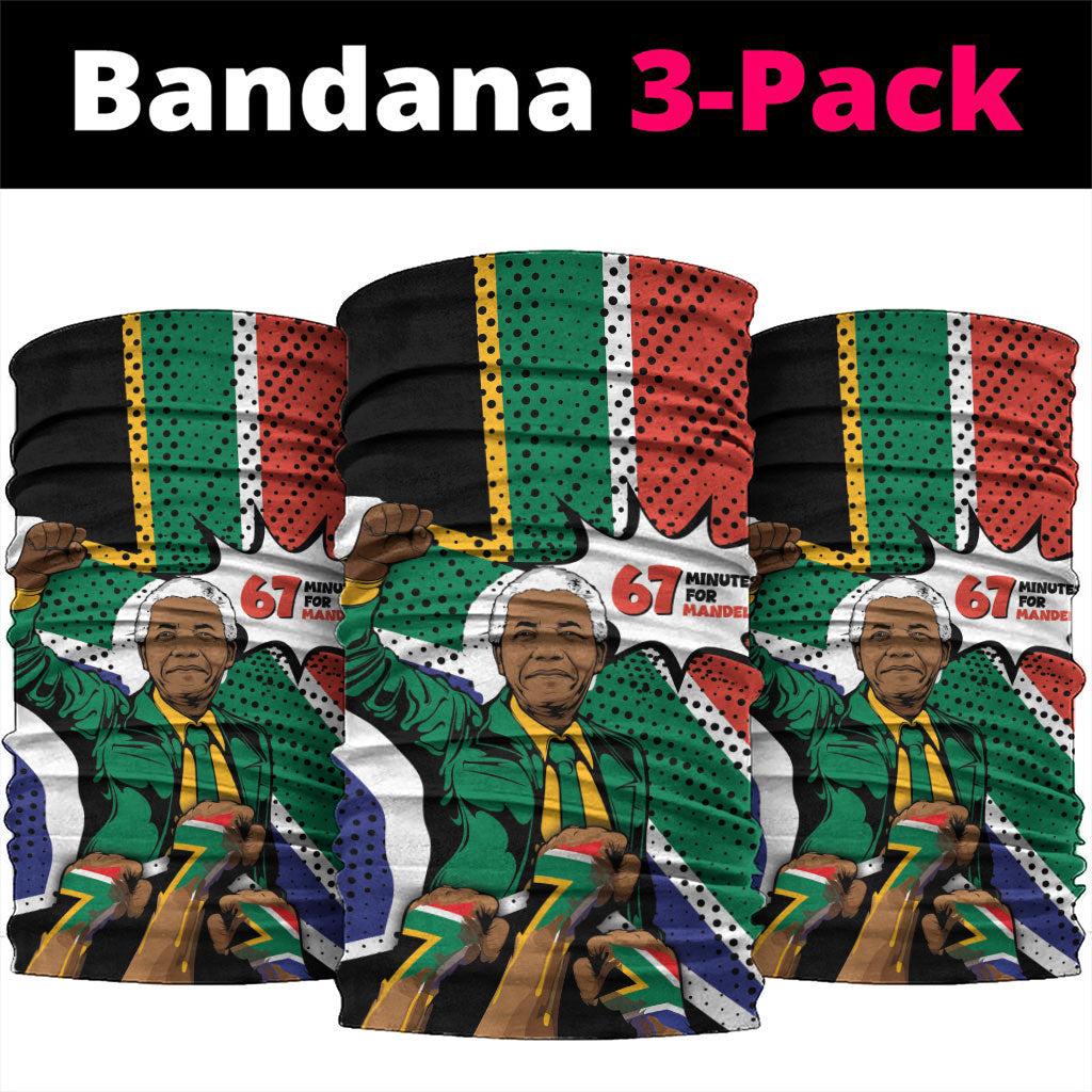Nelson Mandela Birthday Neck Gaiter 67 Minutes South Africa Flag Comic