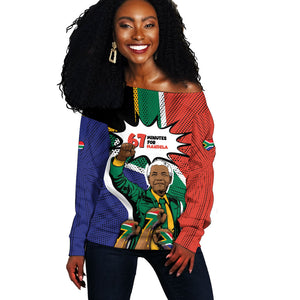 Nelson Mandela Birthday Off Shoulder Sweater 67 Minutes South Africa Flag Comic
